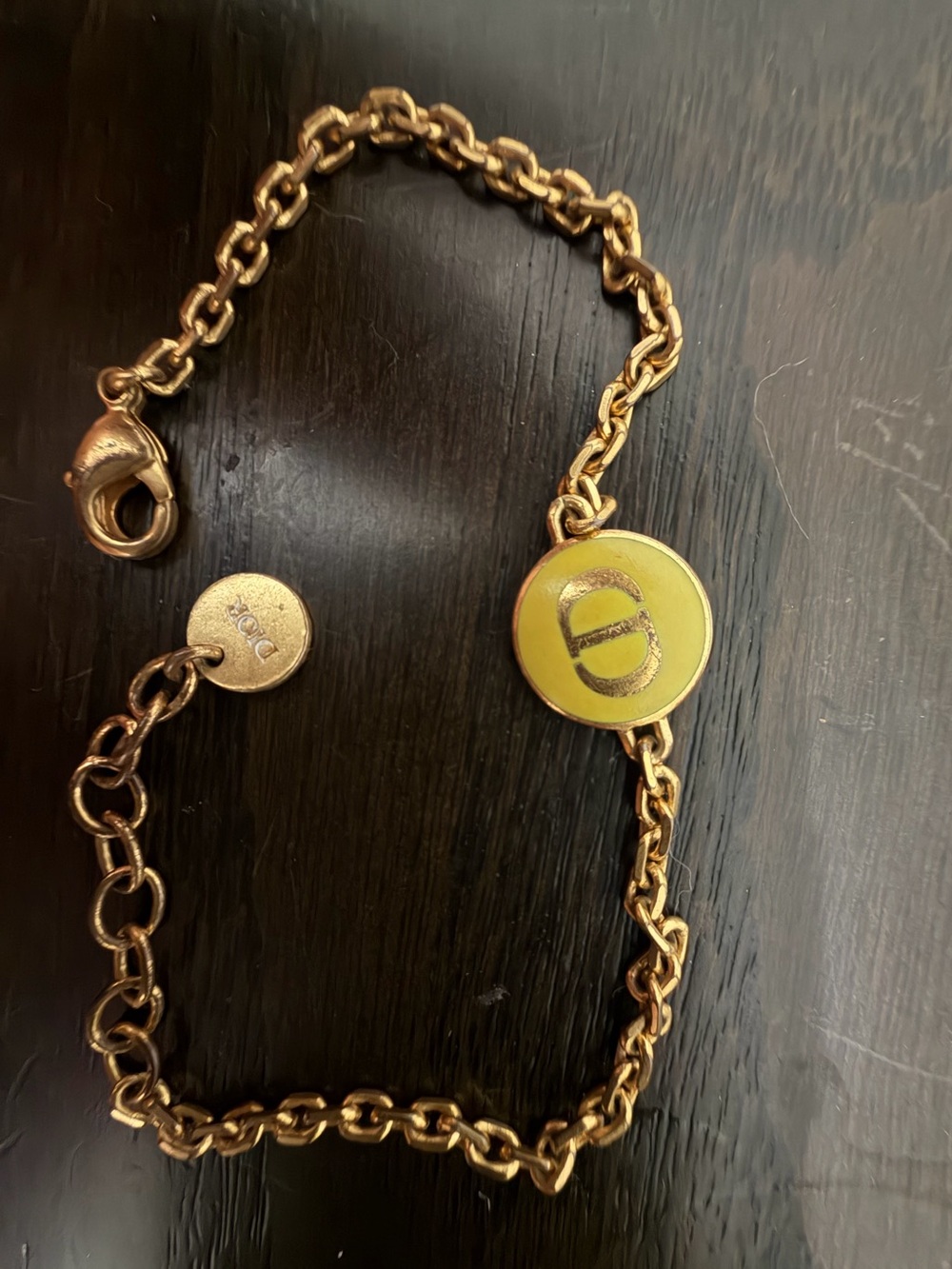 Dior Gold Bracelet with lime green Accent